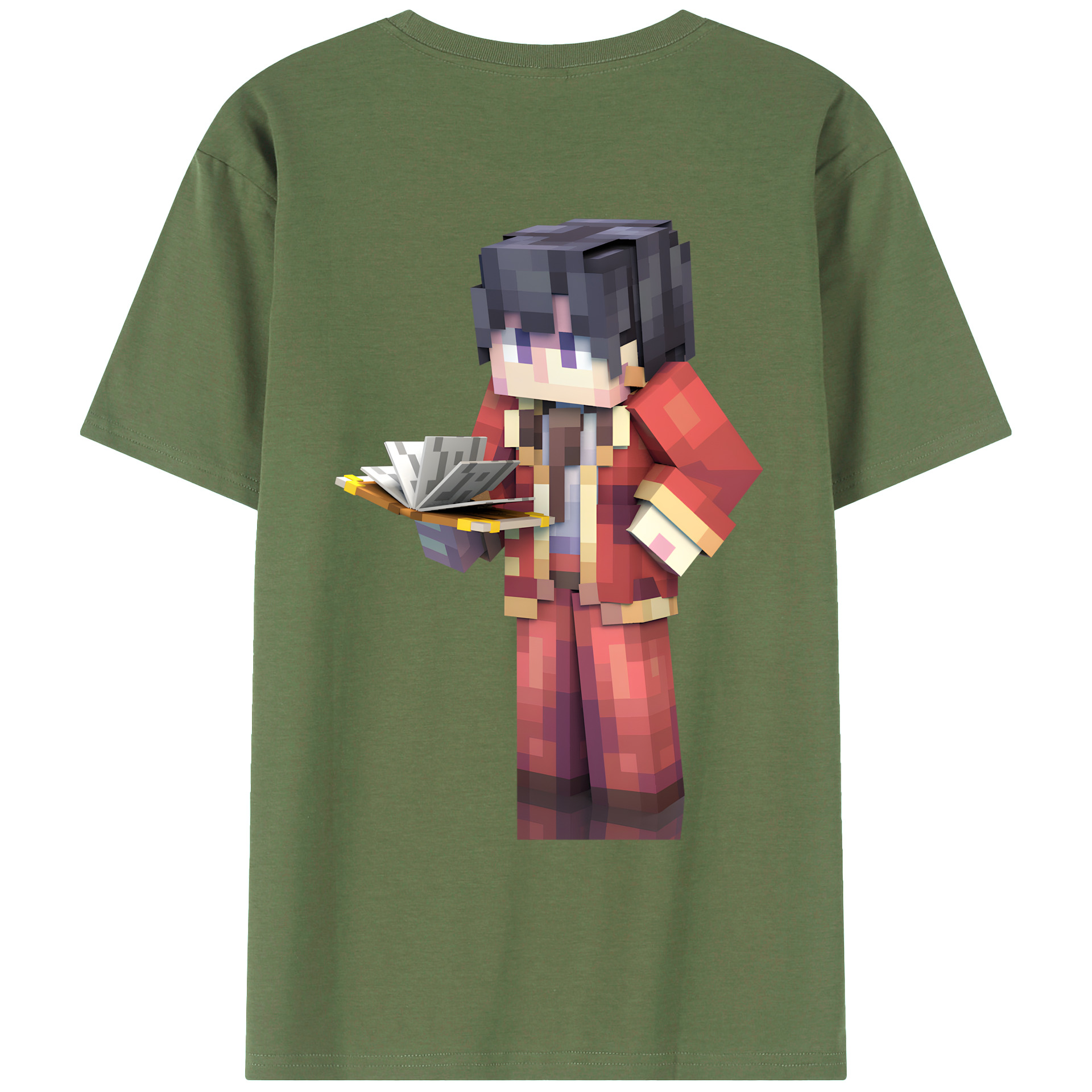 （画像用） マインクラフト ブロックの世界 Minecraft MC Block world 綿100％ メンズ半袖Tシャツ（バックプリント） 通気性